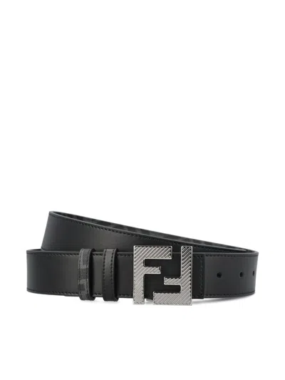 Fendi Ff Buckled Squared Reversible Belt In Multi