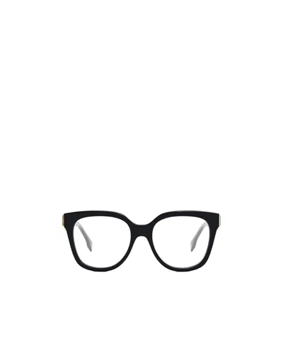 Fendi Logo-plaque Round-frame Glasses In Black