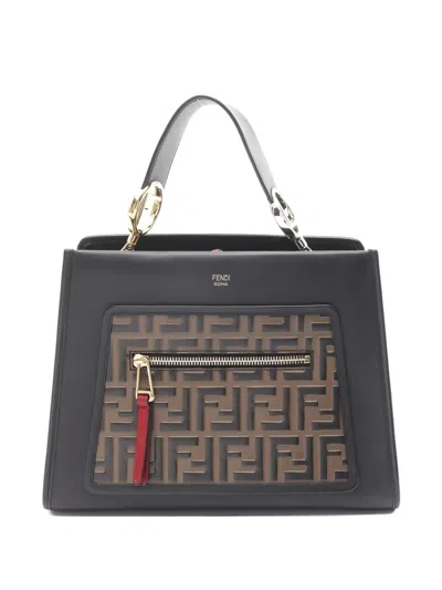 Pre-owned Fendi Logo-plaque Runaway Small Handbag In Black