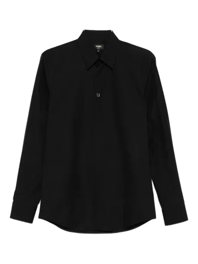 Fendi Logo-plaque Shirt In Black