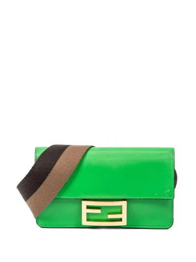 Pre-owned Fendi Logo-plaque Shoulder Bag In Green