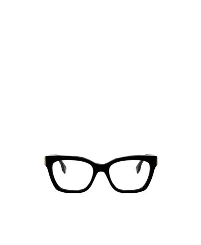 Fendi Logo-plaque Square-frame Glasses In Black
