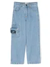 Fendi Logo-plaque Straight-leg Jeans In Blue