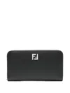 Fendi Logo-plaque Zip-around Wallet In Black