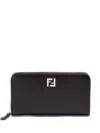 Fendi Logo-plaque Zip-around Wallet In Black
