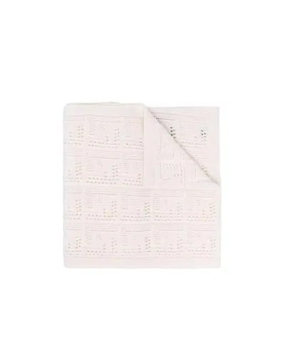 Fendi Logo Pointelle-knit Scarf In White