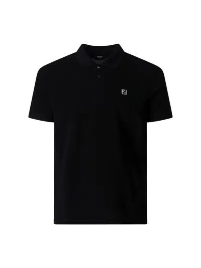 Fendi Logo Polo Shirt In Black