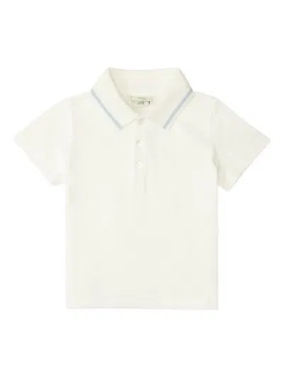 Fendi Babies' Logo Polo Shirt In White