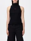 Fendi High Neck Fitted Sleeveless Top With Ruffles Clothing In Black