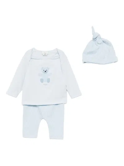 Fendi Logo-print Babygrow Set In Blue