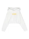 Fendi Logo-print Cotton Cropped Hoodie In White