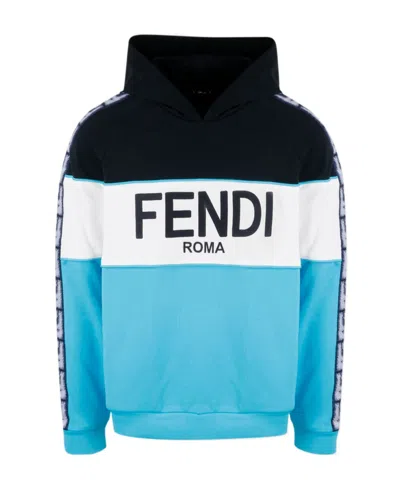 FENDI FENDI LOGO EMBROIDERED HOODIE