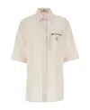 Fendi Poplin Shirt With Folded Sleeves And Lateral Slits In White