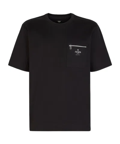 Fendi Logo-print Cotton T-shirt In Black