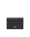 Fendi Logo-print Grained-leather Wallet In Black