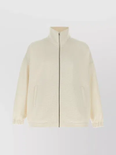 FENDI LOGO PRINT HIGH NECK SWEATSHIRT