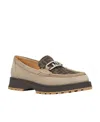 Fendi Logo-print Leather Loafers In Nude