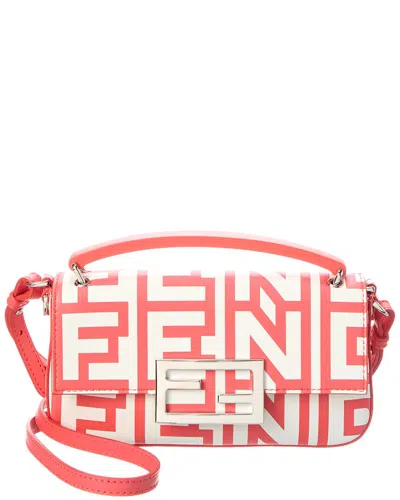 Fendi Logo Print Leather Phone Pouch In Red