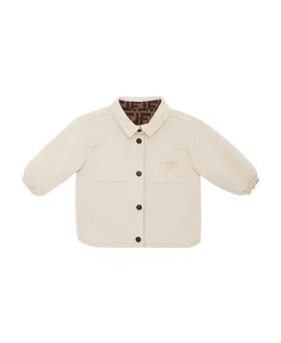Fendi Logo-print Padded Jacket In Nude