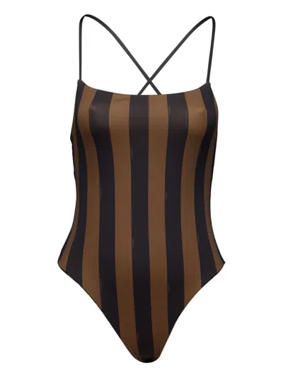 Fendi Reversible Lycra Swimsuit In Brown