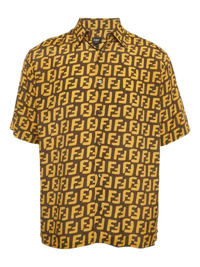 Pre-owned Fendi Logo-print Shirt In Brown
