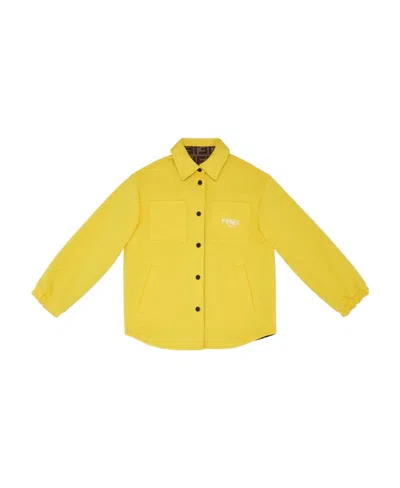 Fendi Logo-print Shirt Jacket In Yellow