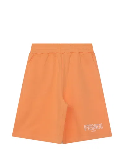 Fendi Kids' Logo-print Shorts In Orange