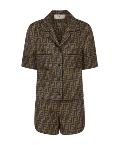 FENDI FENDI FF MONOGRAMMED SHORT-SLEEVE PYJAMAS SET