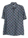 Fendi Logo-print Silk Shirt In Blue