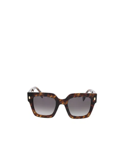 Fendi Logo-print Square-frame Sunglasses In Gray