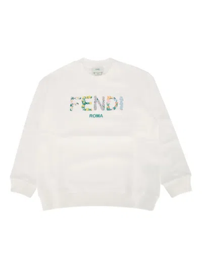 Fendi Kids' Logo-print Sweatshirt In White
