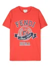 Fendi Red T-shirt For Kids With Logo In Orange