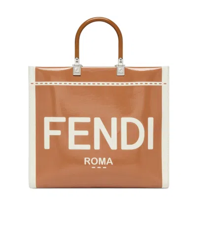 Fendi Logo-print Tote Bag In Brown