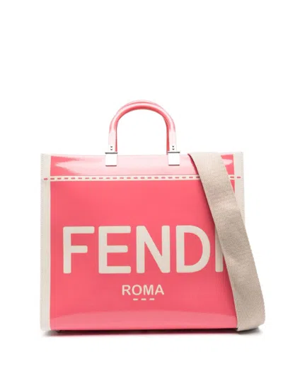 Fendi Logo-print Tote Bag In Pink
