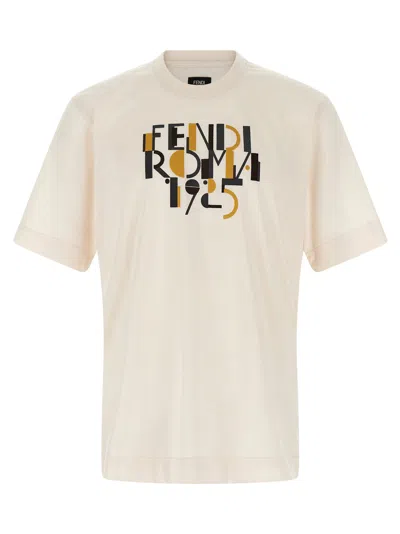 Fendi Logo Print T-shirt In Neutral