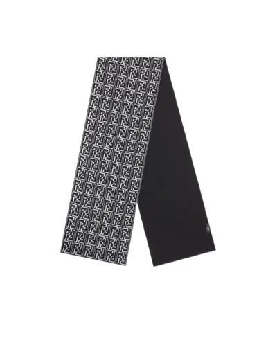 Fendi Logo-print Virgin-wool Scarf In Black