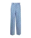 Fendi Logo-print Wide-leg Trousers In Blue