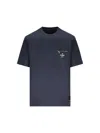 Fendi Men Blue Crewneck T-shirt With Logo Printed On The Front And Patch Pocket With Zip In Cotton M In Black