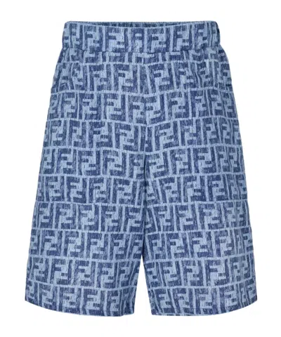 Fendi Logo Printed Shorts In Blue