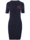 Fendi Signature Logo Midi-dress In Navy
