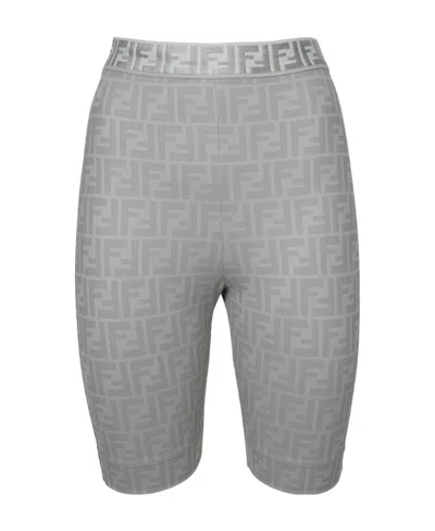 Fendi Logo Riding Shorts In Gray