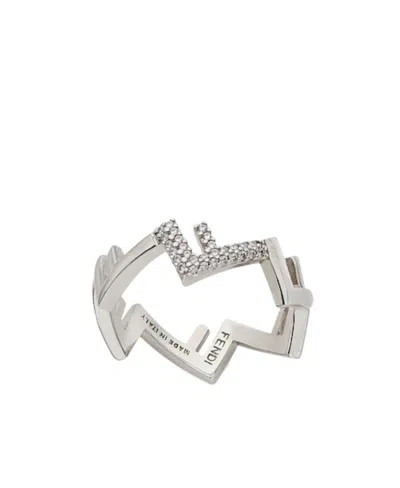 Fendi Logo Ring In White