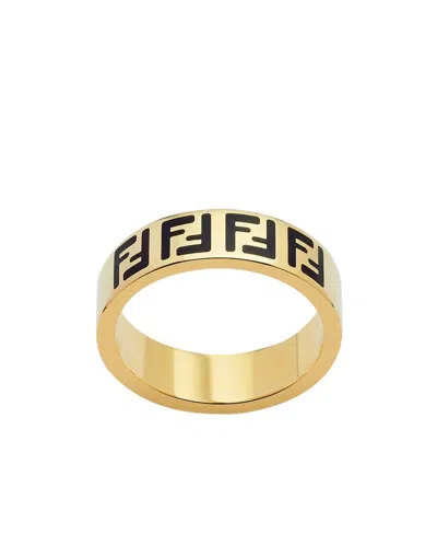 Fendi Logo Ring In Dore