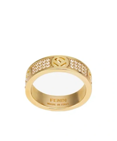 Fendi Logo Ring In Yellow