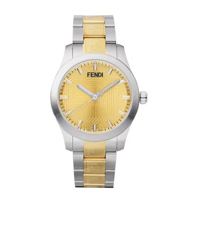 Fendi Logo Round Fashion Watch In Nude