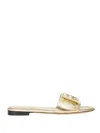 Fendi Baguette Laminated Leather Flat Sandals In Grey