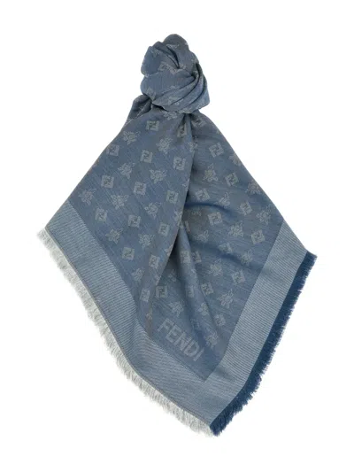 Fendi Logo Scarf In Blue