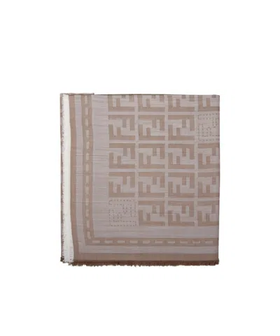 Fendi Logo Scarf In Gray