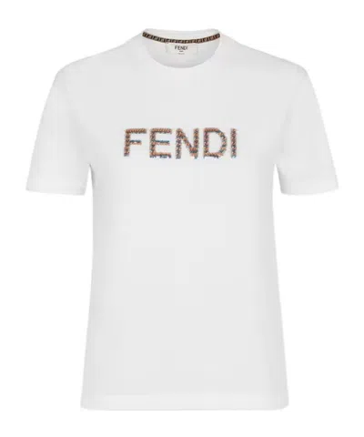 FENDI FENDI LOGO DETAILED CREWNECK T-SHIRT