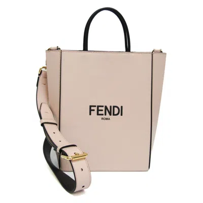 Pre-owned Fendi Logo Shopper Beige Leather Shoulder Bag ()